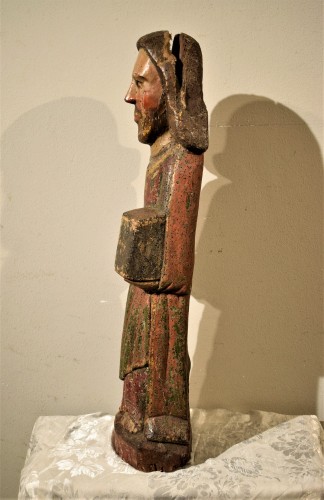 Antiquités - Saint John the Evangelist polychrome wooden sculpture late 13th century